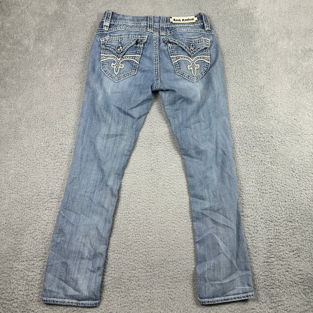 Rock Revival Scarlett Easy Crop‎ Jeans Womens 26 Blue Denim Rhinestone Stretch